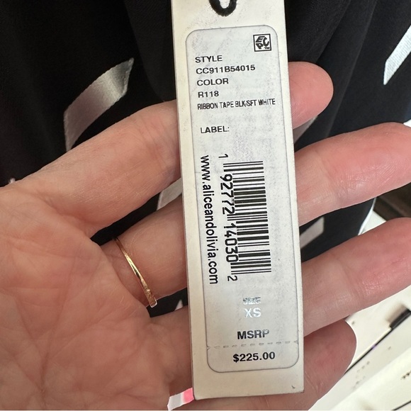 Alice + Olivia Women’s XS‎ Silk Drape Neck Ribbon Tape Blast $225 NWT - Picture 4 of 13